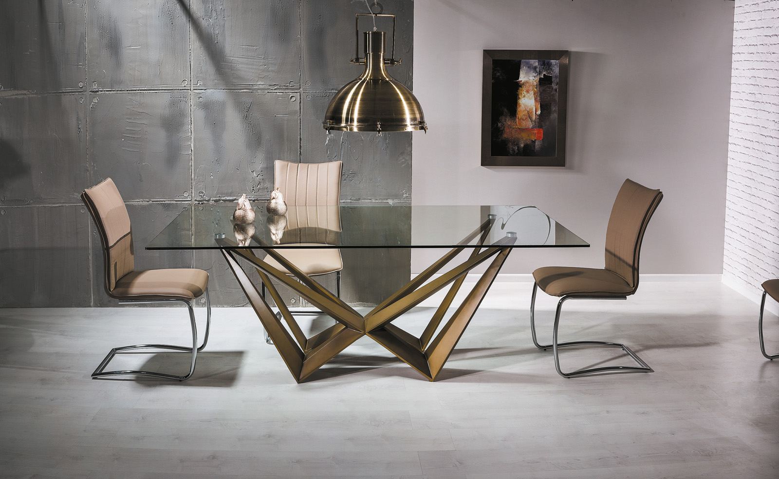 Esstisch Tisch Designertisch Aston Glasplatte Bronze Metallfuss Esstisch Kuche Ebay