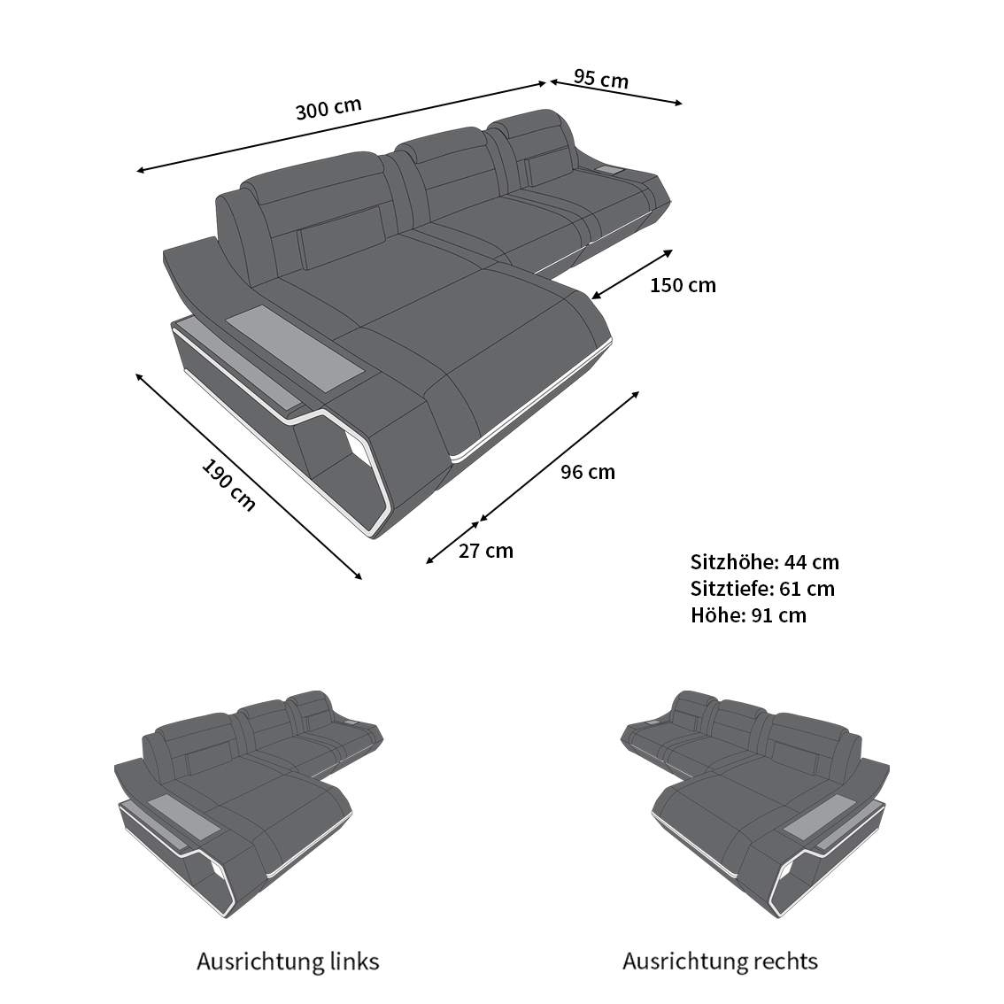 Abmessungen Sofa Toscano L Form