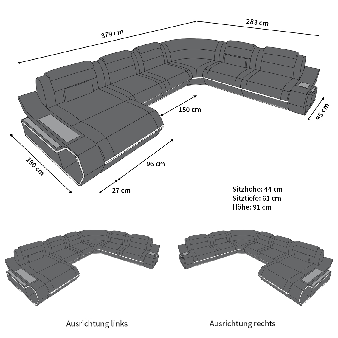 Abmessungen Sofa Toscano XXL