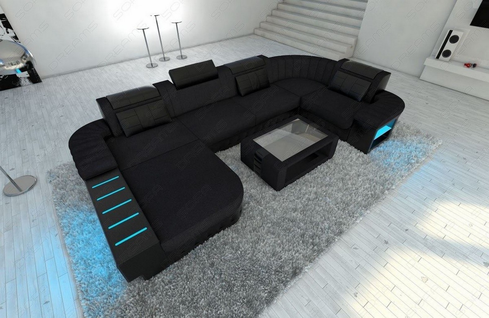 Ecksofa Polster Wohnlandschaft Bellagio U Form Stoffsofa