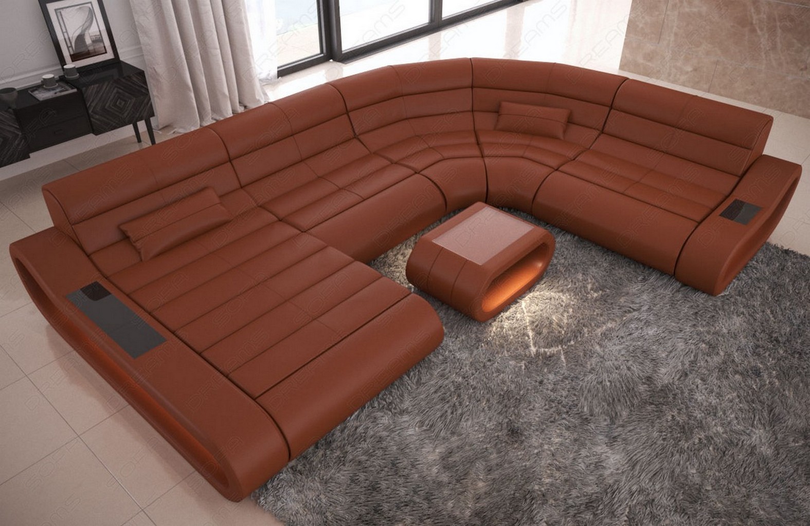 leather sofa with led lights
