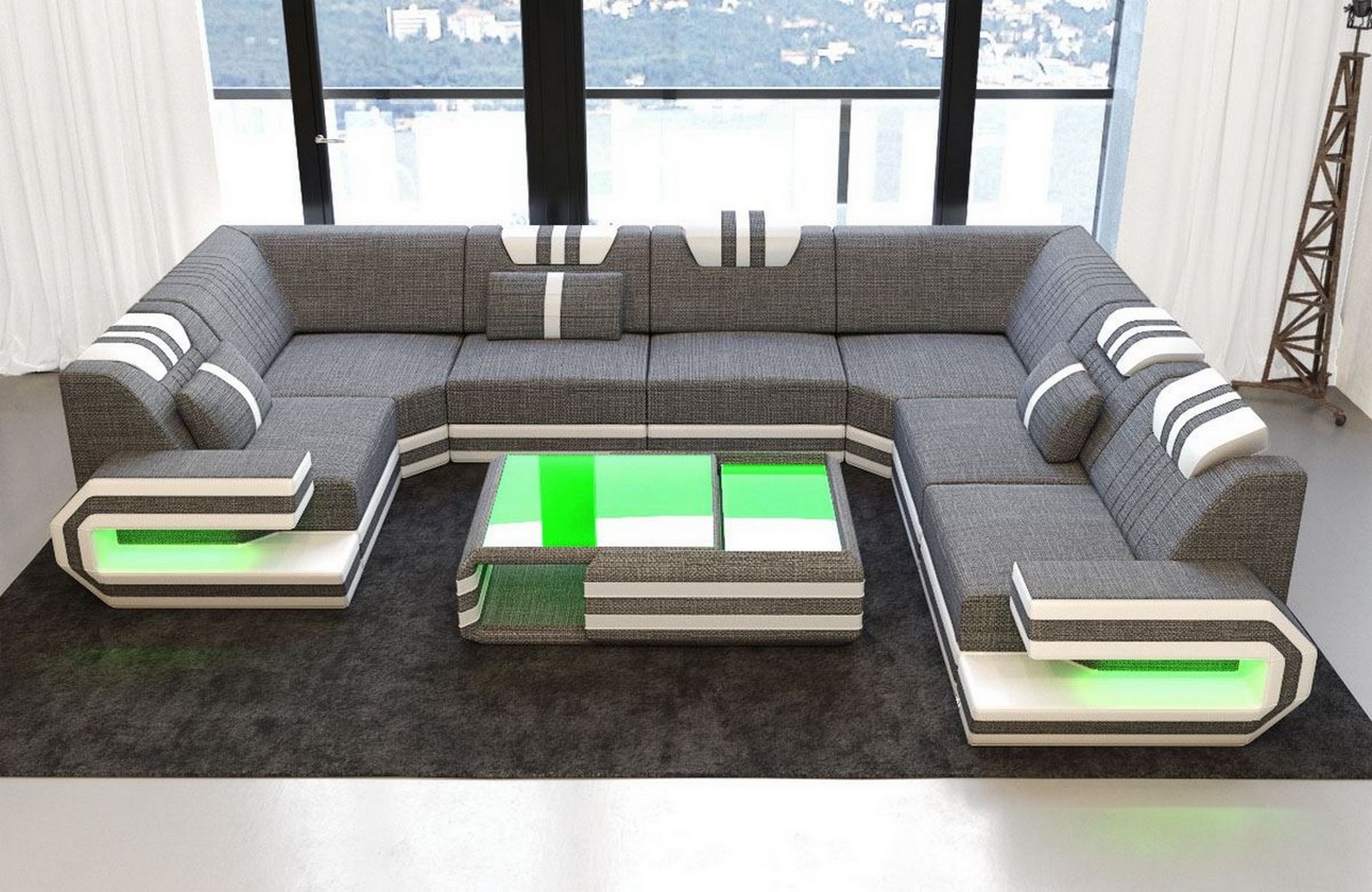 Details About Polster Wohnlandschaft Sofa Ragusa U Form Designer Couch Polstersofa Led Modern