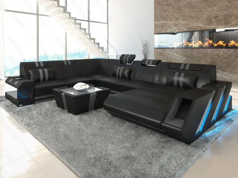 Ledersofa Apollonia als XXL Wohnlandschaft