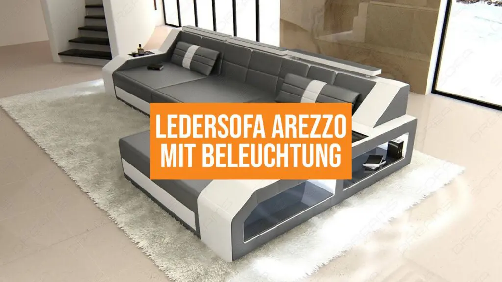 Ledersofa Arezzo mit Beleuchtung