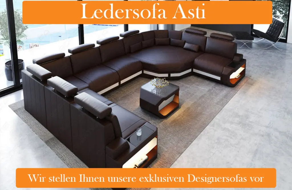 Ledersofa Asti in vielen Formen, Farben und Materialien